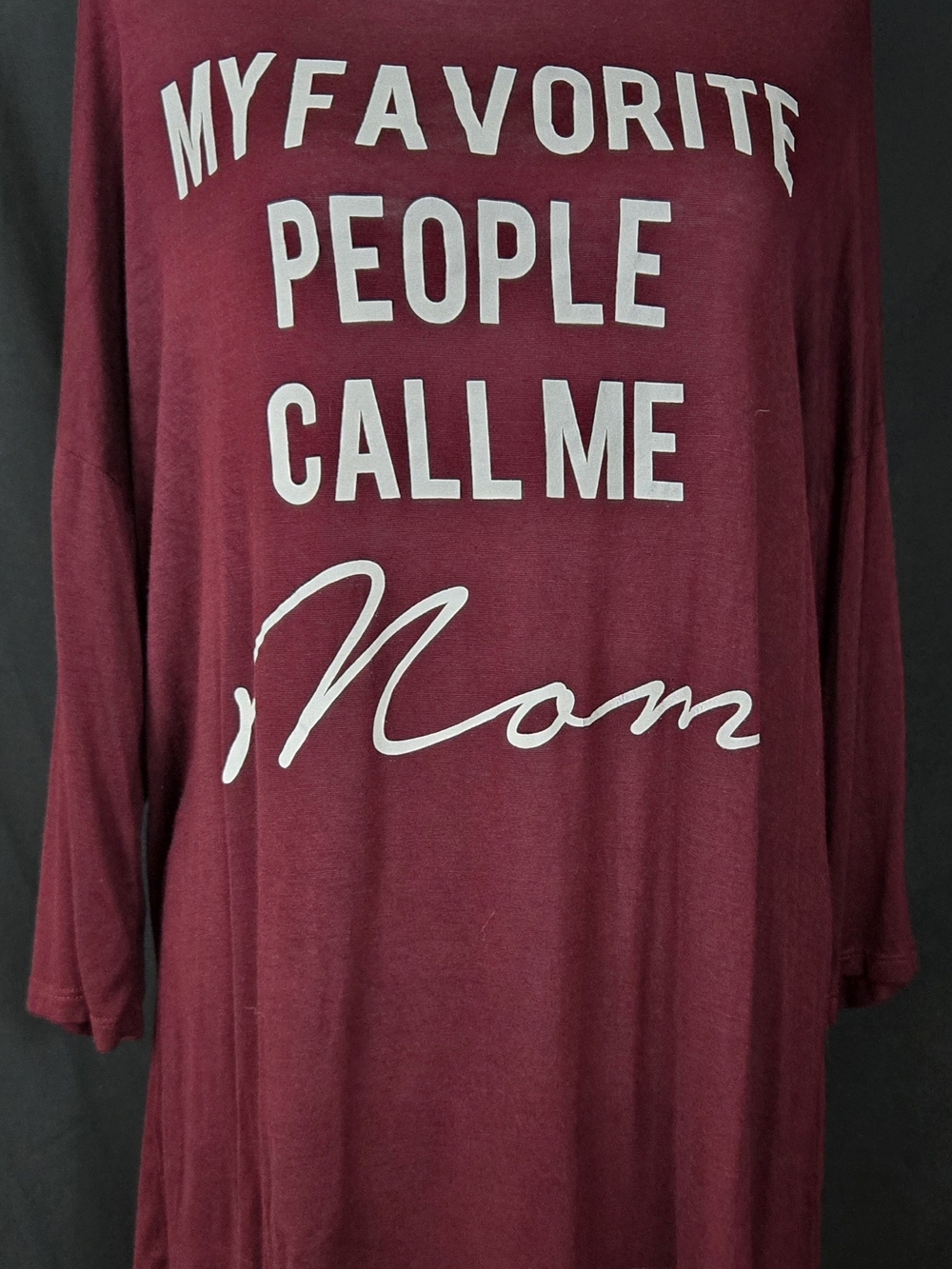 Lovely Souls (L) Mom Graphic Long Sleeve Top - Burgundy#706